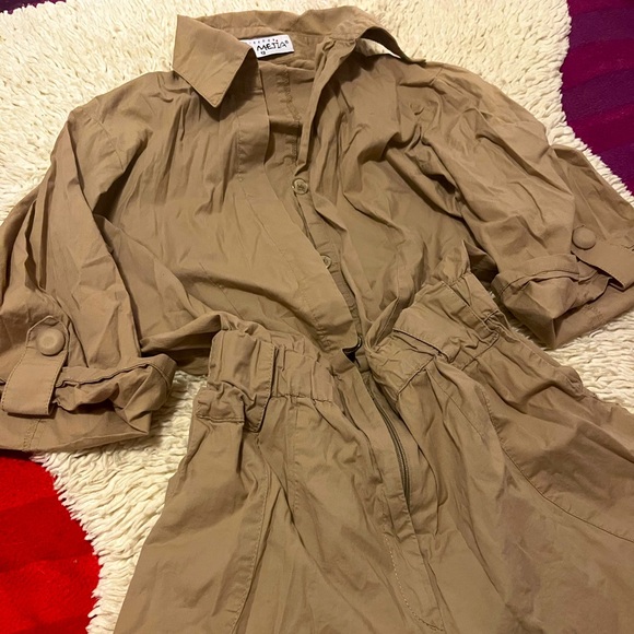 Tan Cargo Romper - Picture 2 of 4